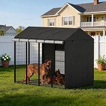 Outdoor Dog Kennel Cover Full Coverage 4.1'Dx4.2'Wx4.4'H Crate Covers for Dog Cages 1200D Heavy Duty Waterproof with Transparent PVC Window Cover Only