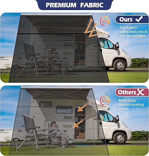 Miniatura 5 de NAIMORUI Pantalla para toldo de autocaravana con cremallera, pantalla frontal de toldo de autocaravana de 9 x 15 pies x 3 pies, malla negra,