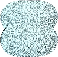 Elegante jogo americano oval trançado com fio, conjunto de 4 (30,5 x 45,7 cm oval, azul)