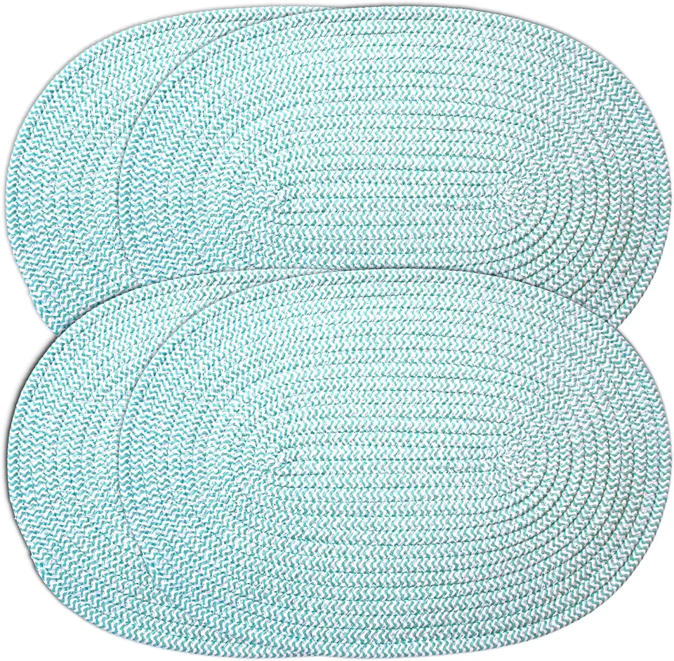 Elegante jogo americano oval trançado com fio, conjunto de 4 (30,5 x 45,7 cm oval, azul)