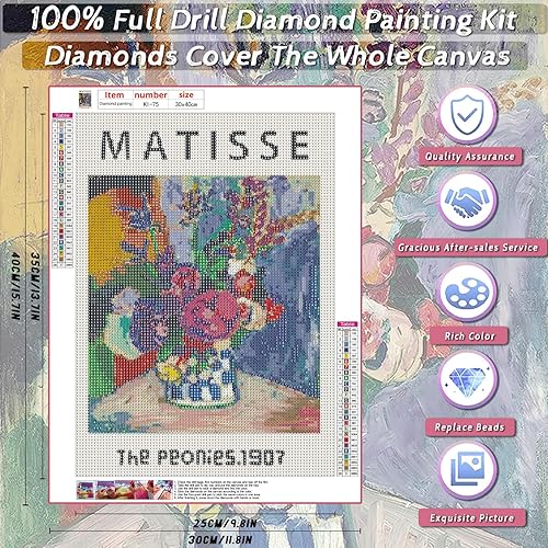 Miniatura 2 de KICHANG Pintura de diamantes de flores coloridas, kits de pintura de diamantes 5D para adultos, kits de pintura de diamantes de bricolaje para arte