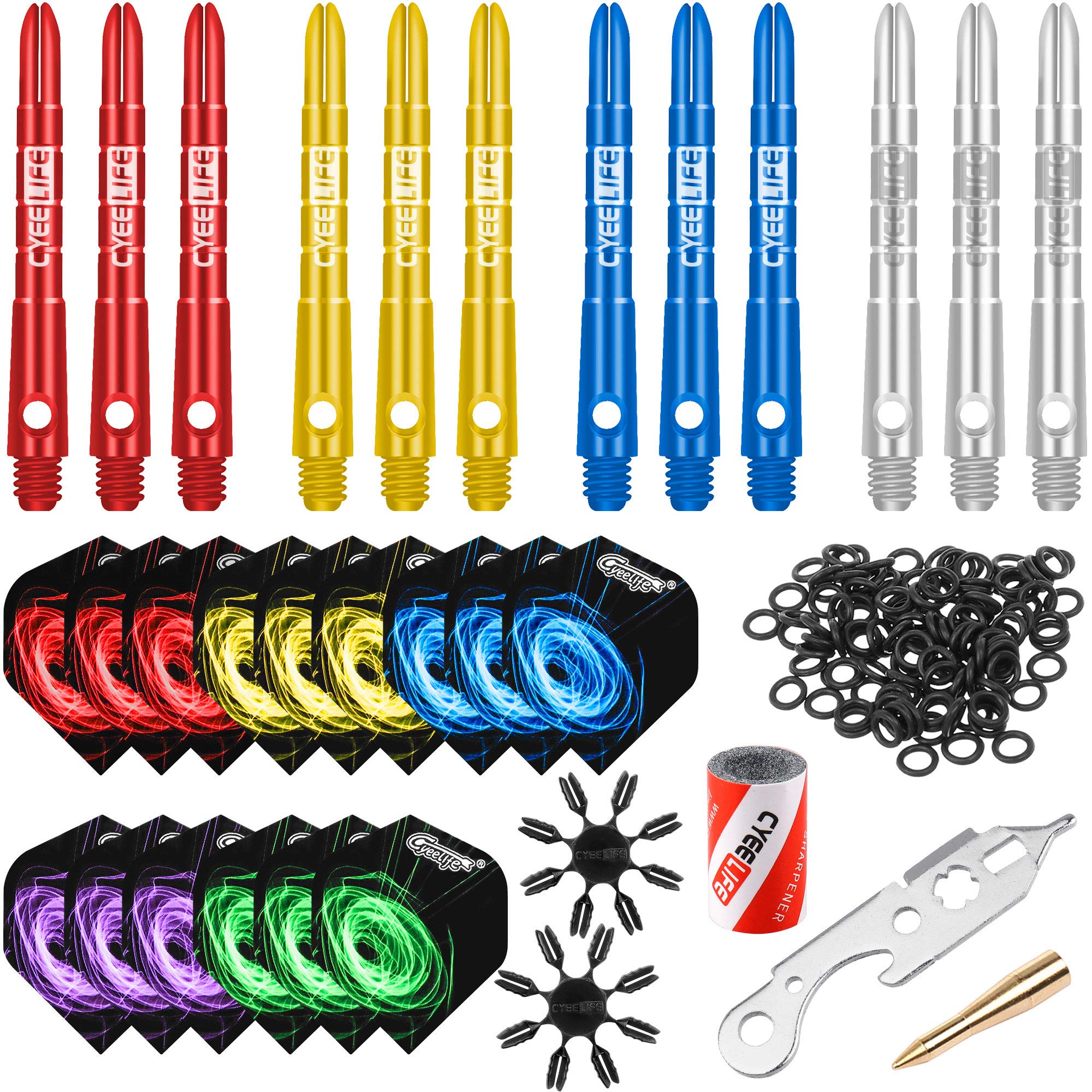 CyeeLifeDart Accessories Set with Flights,Shafts,Sharpener and Tools,4 Different Accessories kit Optional
