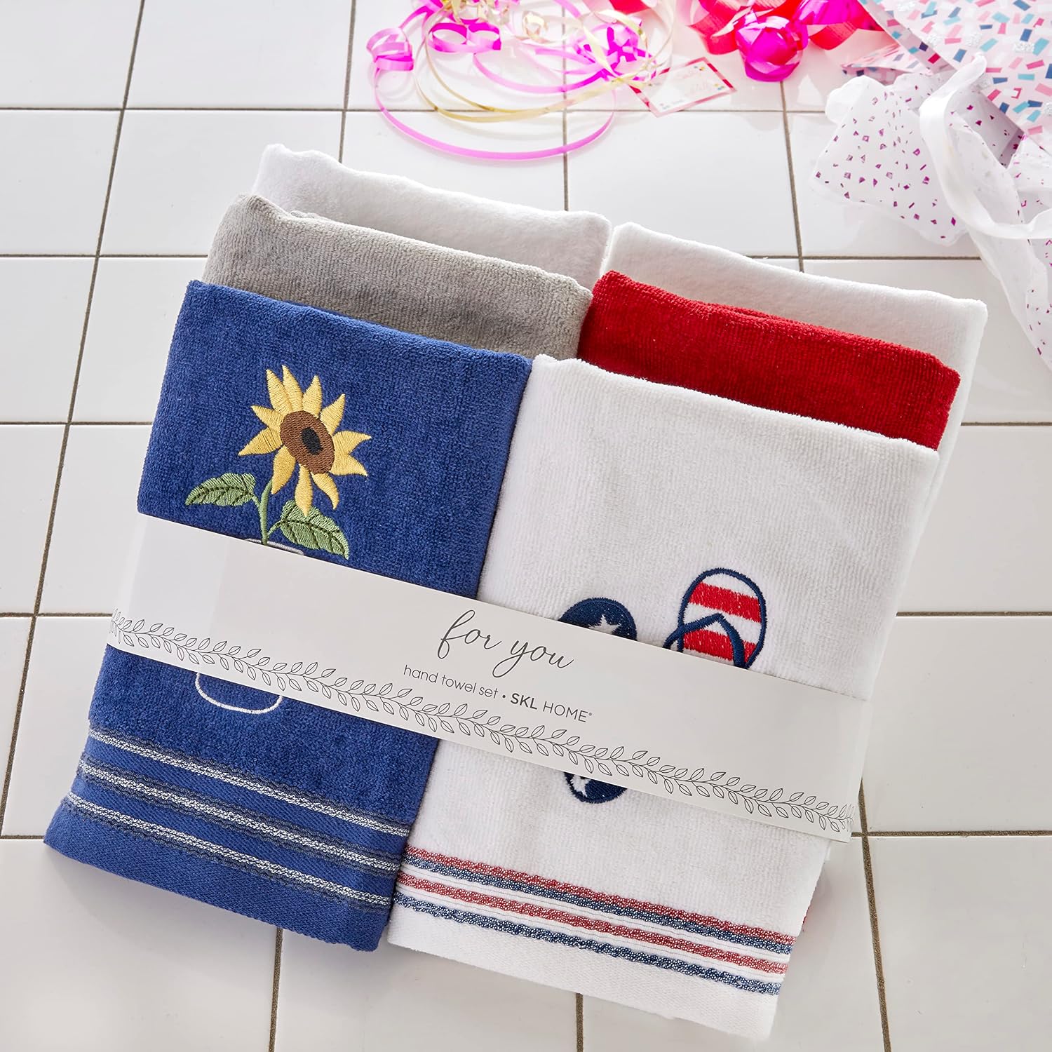 SKL Home Celebrations Hand Towel Gift Set, Assorted 6 Piece
