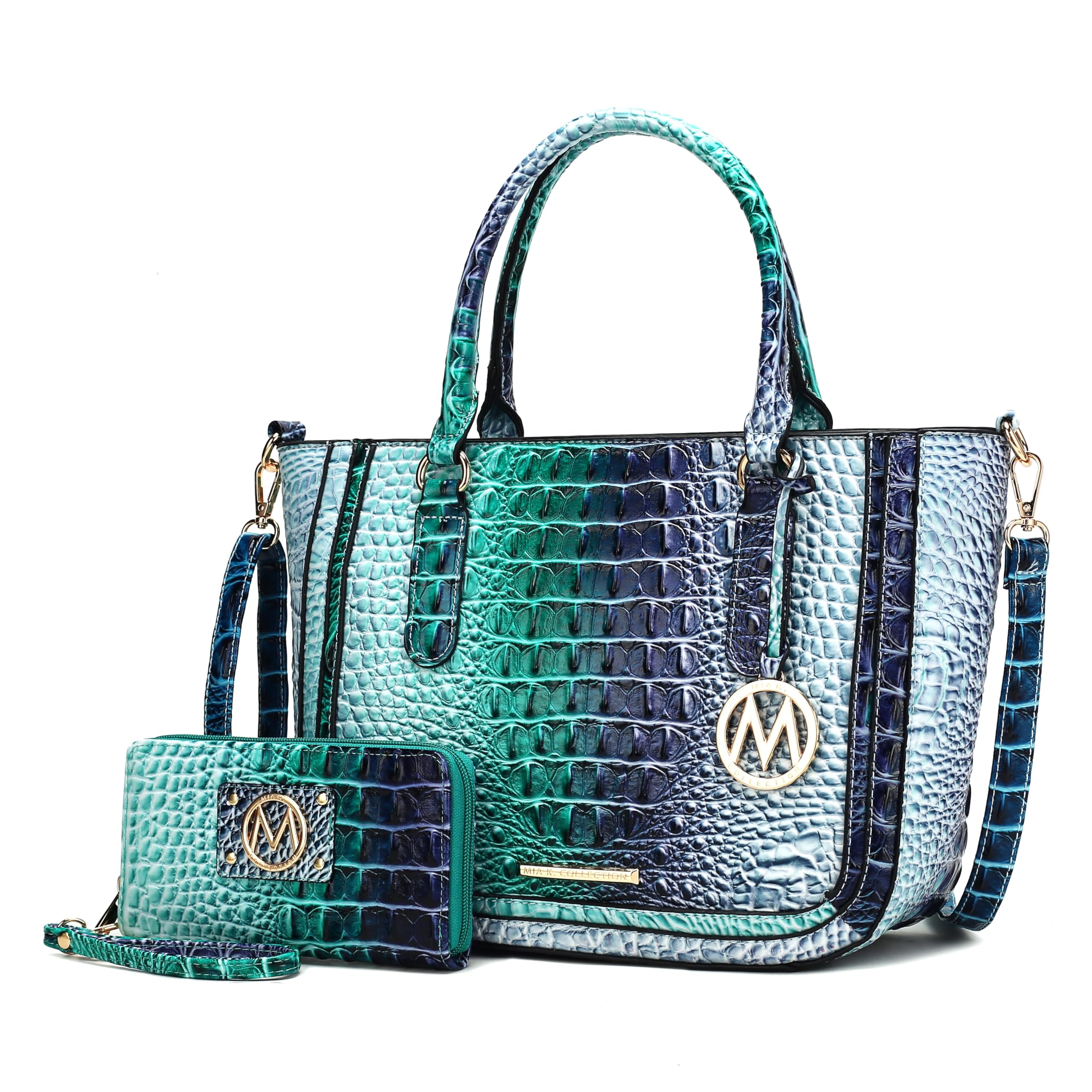 MKF Collection Satchel Bag for Women’s Crocodile Embossed Vegan leather Crossbody Tote Handbag Top-Handle Purse by Mia K