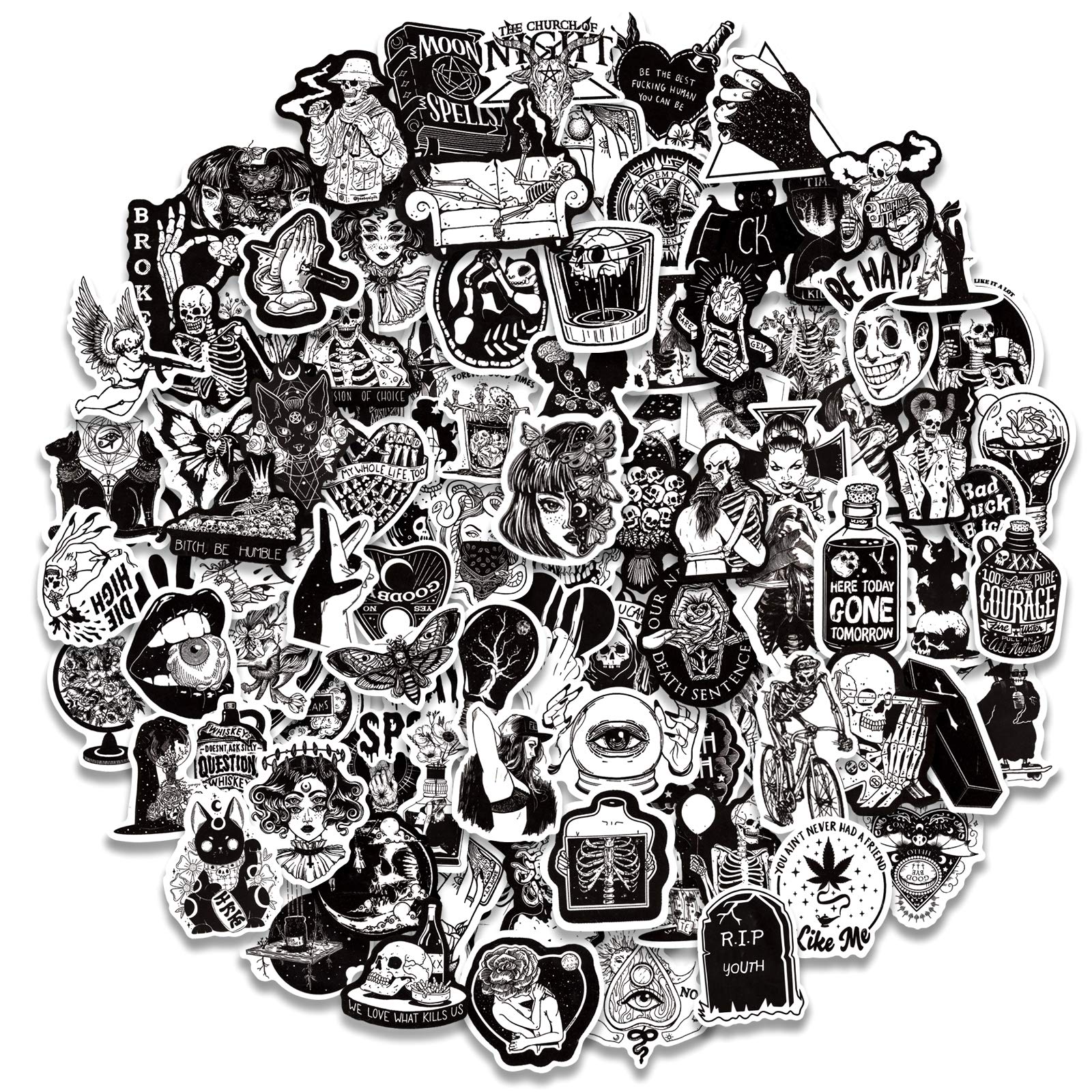 100PCS Cool Gothic Stickers Pack for Teens, Vinyl Punk Gothic Stickers