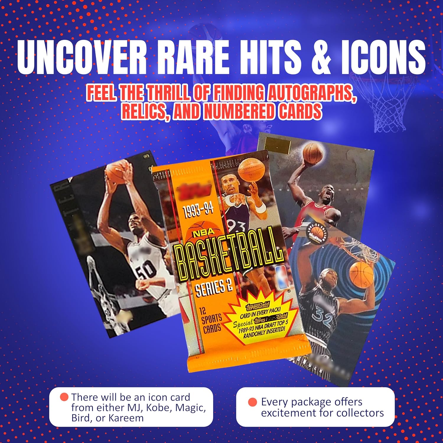 Premium Basketball Card Collection | 100 Assorted Basketball Cards, Hits: Auto, Relic, Numbered, Rookies, Superstars, 2 Vintage Packs | Licensed Sports Cards | Perfect Gift