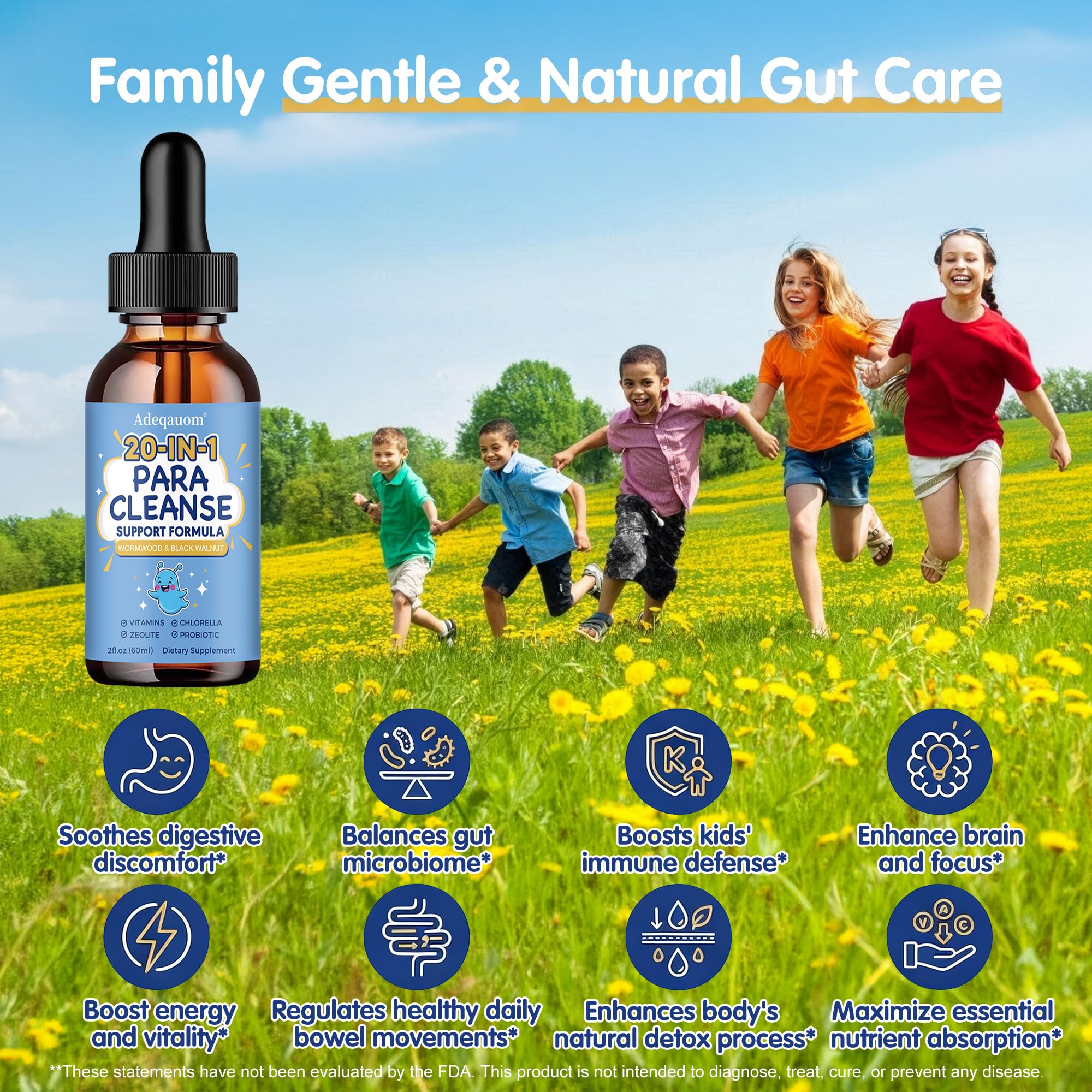 Parasite Cleanse for Humans & Kids w/Wormwood Black Walnut Clove, 20 in 1 Zeolite, Chlorella, 20 Billion Probiotics, Liquid Detox Support, Gut & Digestive Health Cleanse Drops, Alcohol-Free – 2 Fl. Oz — Amazon image 3