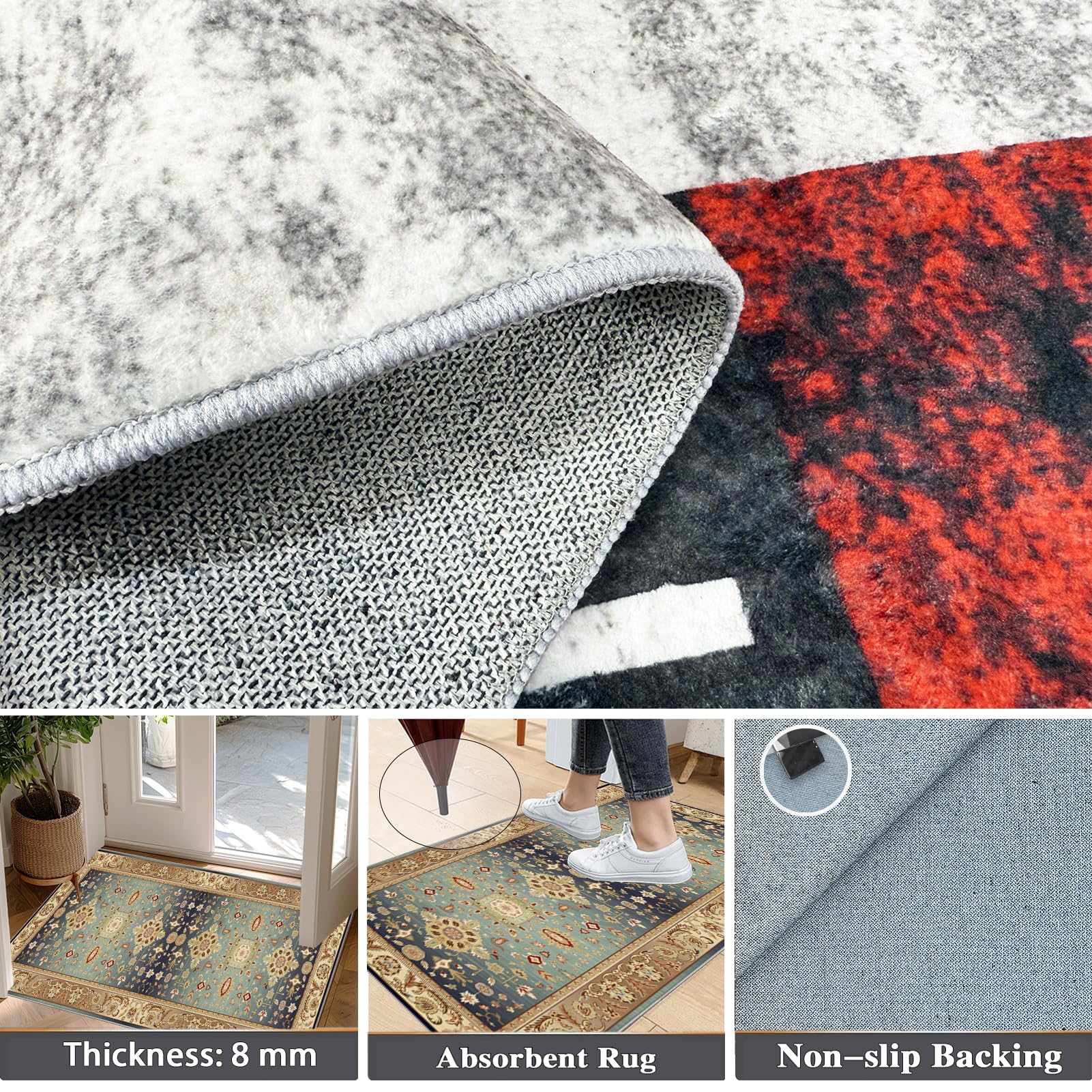 Długi korytarz dywanik kuchenny, dywanik do przedpokoju, długa wycieraczka wewnętrzna, zmywalny antypoślizgowy dywan do wejścia 80 x 420 cm dywanik przed zlewem do kuchni, przejście, sypialnia