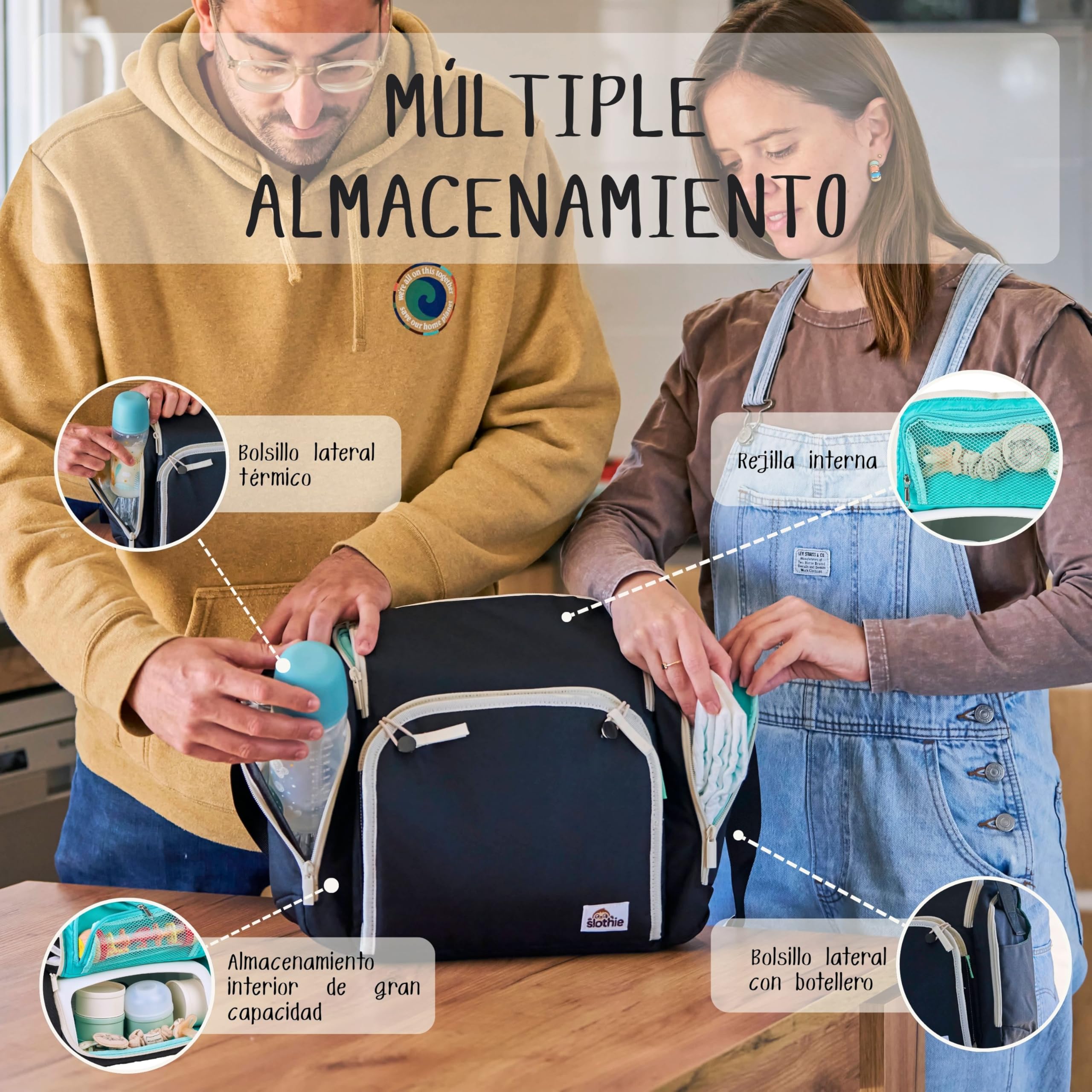 Slothie Trona Portátil para Bebé – Trona de Viaje Portátil para Comer, Asiento Elevador Plegable con Almacenamiento, Incluye Colgador Carrito y Babero de Silicona