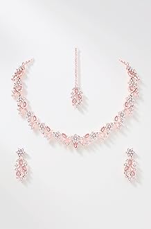 American Diamond AD with Colorful Crystal Necklace Jewellery Set for Women/Girls | Perfect for Weddings, Parties & Festive Occasions