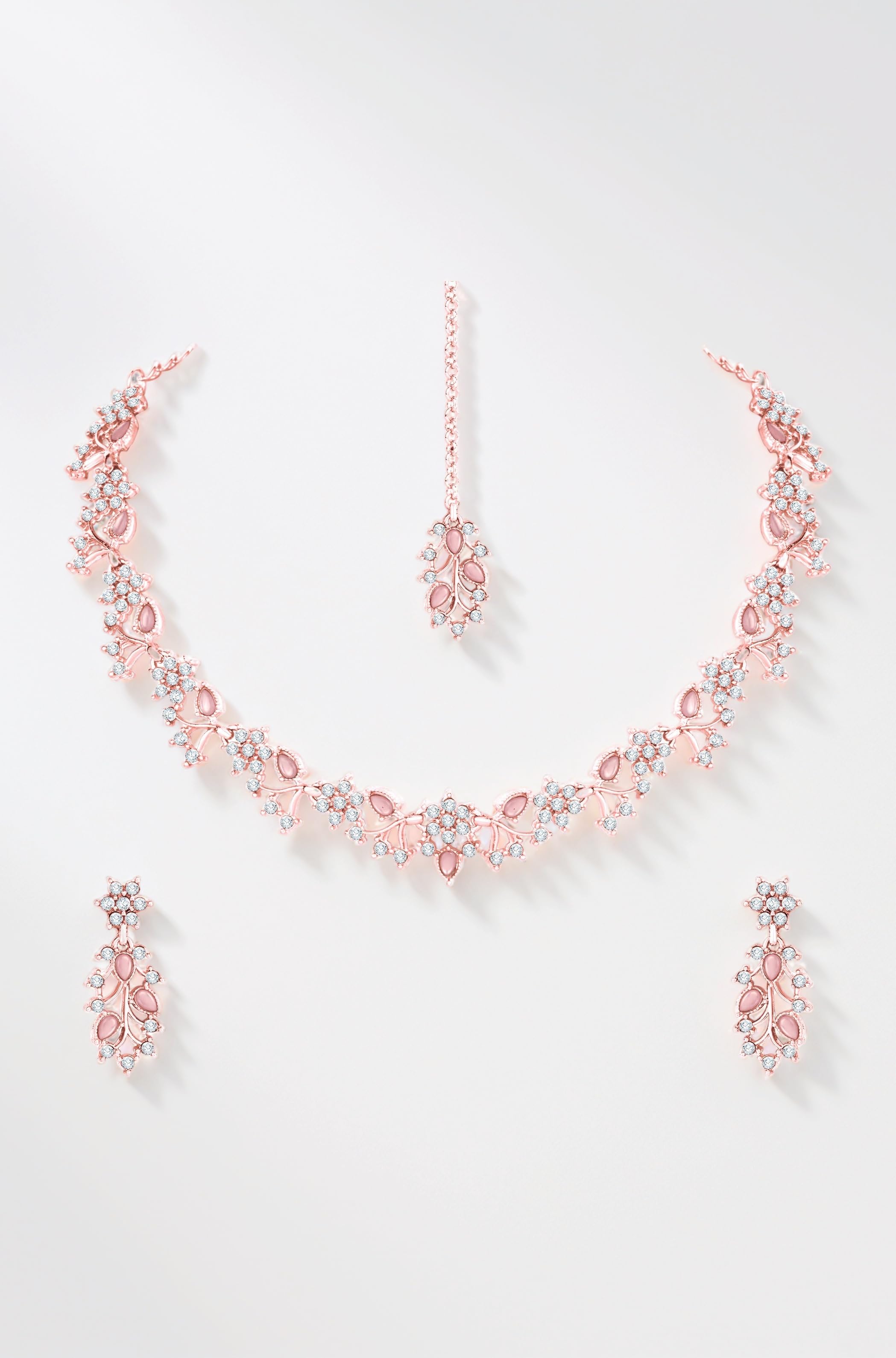 American Diamond AD with Colorful Crystal Necklace Jewellery Set for Women/Girls | Perfect for Weddings, Parties & Festive Occasions