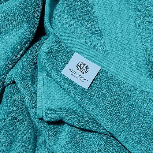 Miniatura 5 de White Classic Toallas de baño de lujo Aqua extra grandes  100% algodón suave de 700 GSM, gruesas, 2 capas, absorbentes, de secado rápido, toalla de