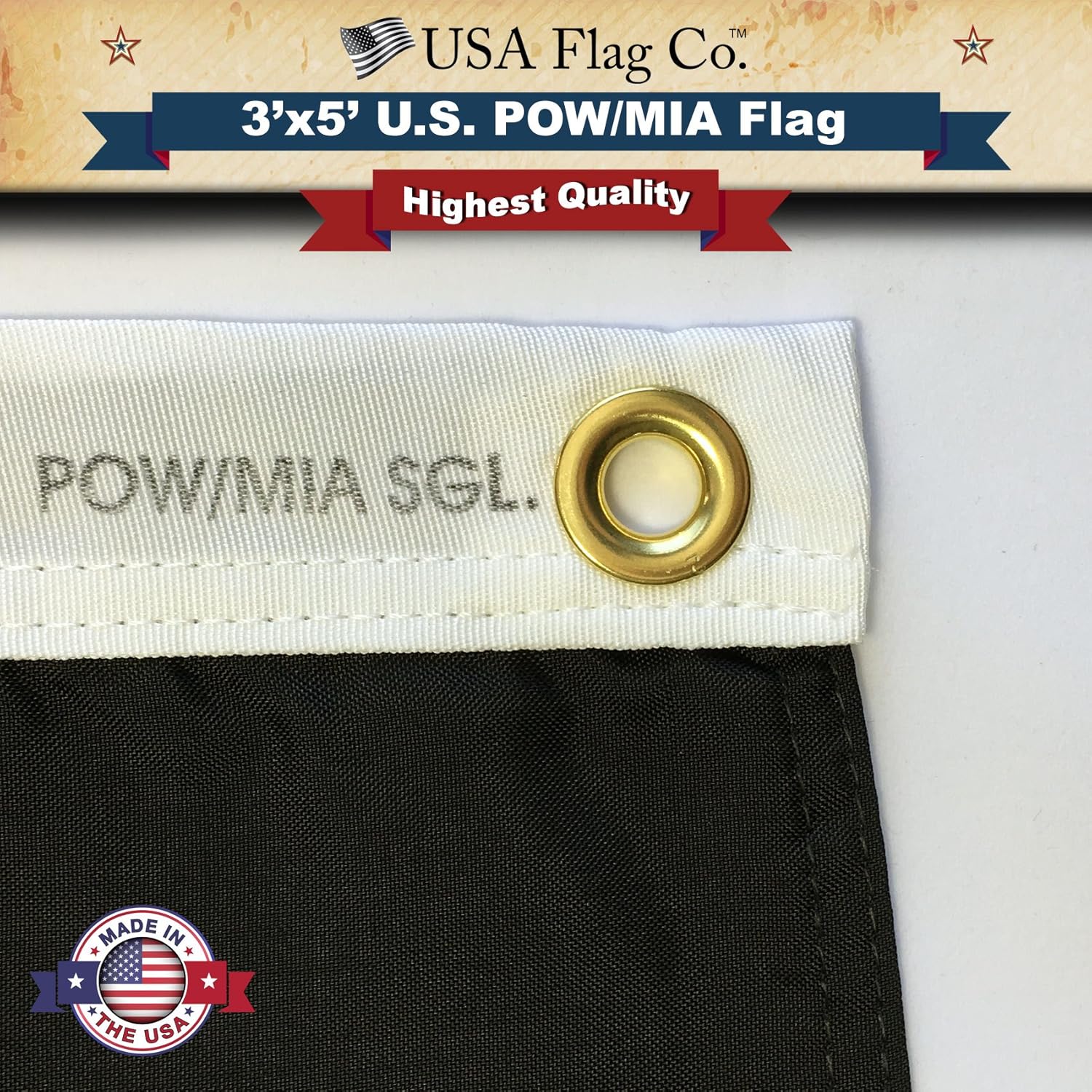 USA Flag Co. POW MIA Flag 3x5 Outdoor 100% American Made Black and White