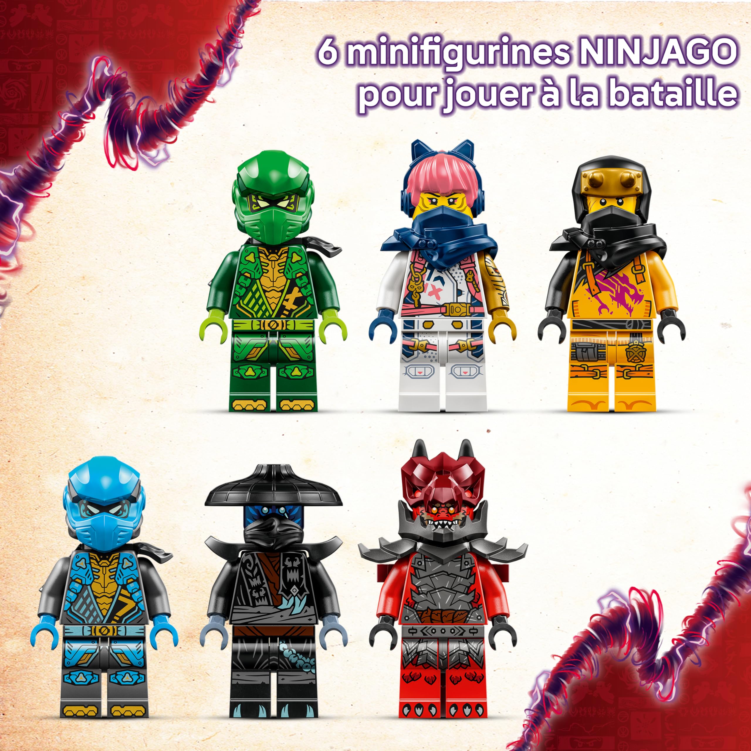 LEGO Ninjago Croc-de-Tonnerre : Le Dragon du Chaos - Jeu de Construction pour garçon ou Fille dès 8 Ans - 6 minifigurines Dont des Guerriers Ninjas - Cadeau pour Fans du soulèvement des Dragons 71832