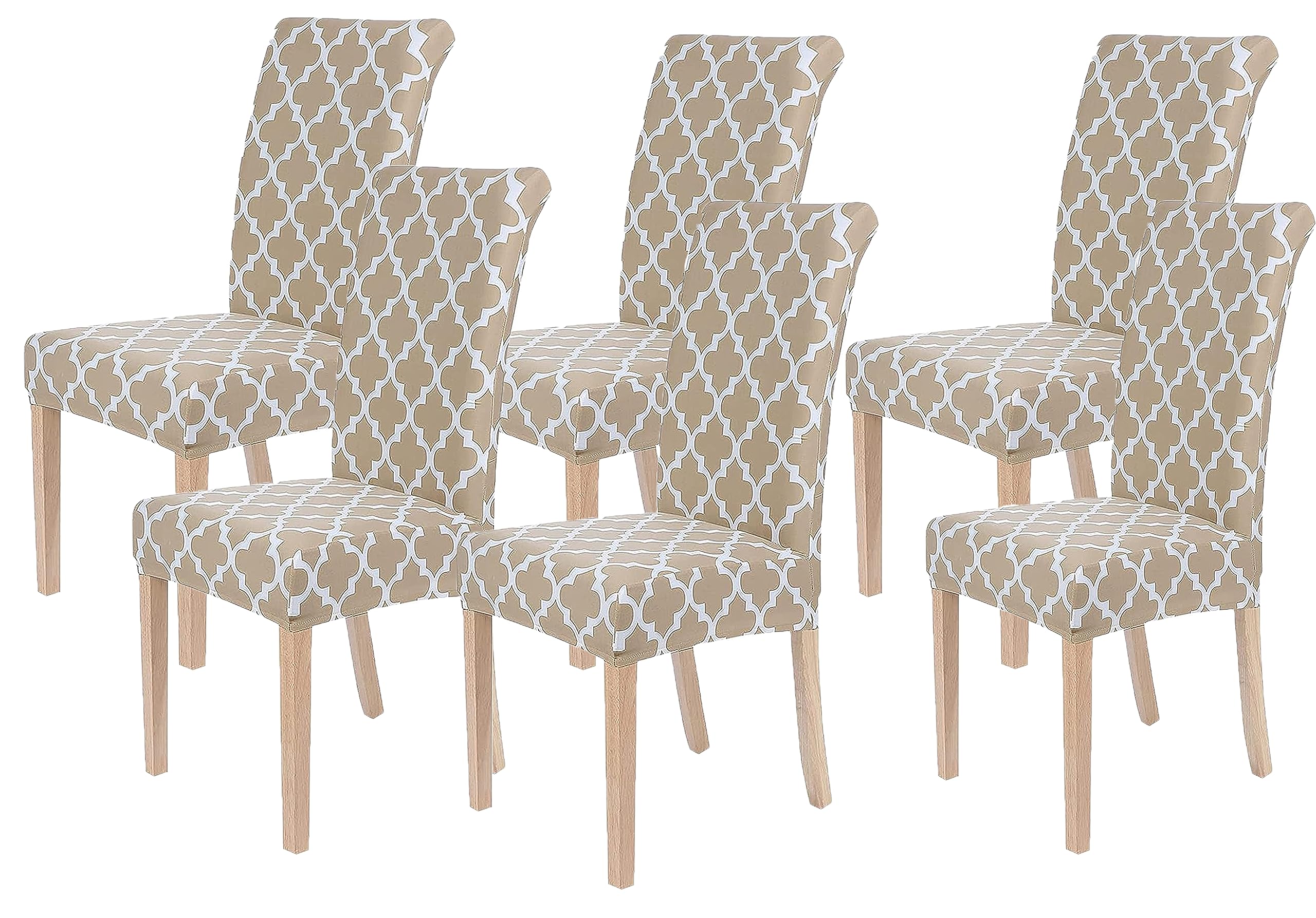 Beige Diamond, Color Elastic Stretchable Dining Table Chair Seat Cover Protector Slipcover for Dining Table Chair Covers Stretchabl Set of 6-image-12