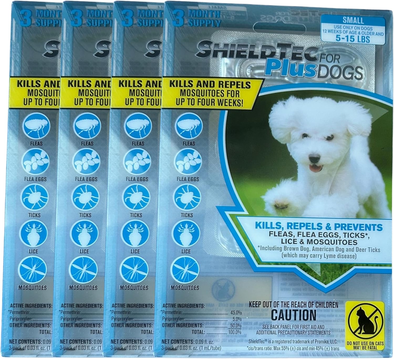 ShieldTec Plus for Dogs (5-15 lbs) 12 Month Supply, Pack of 4