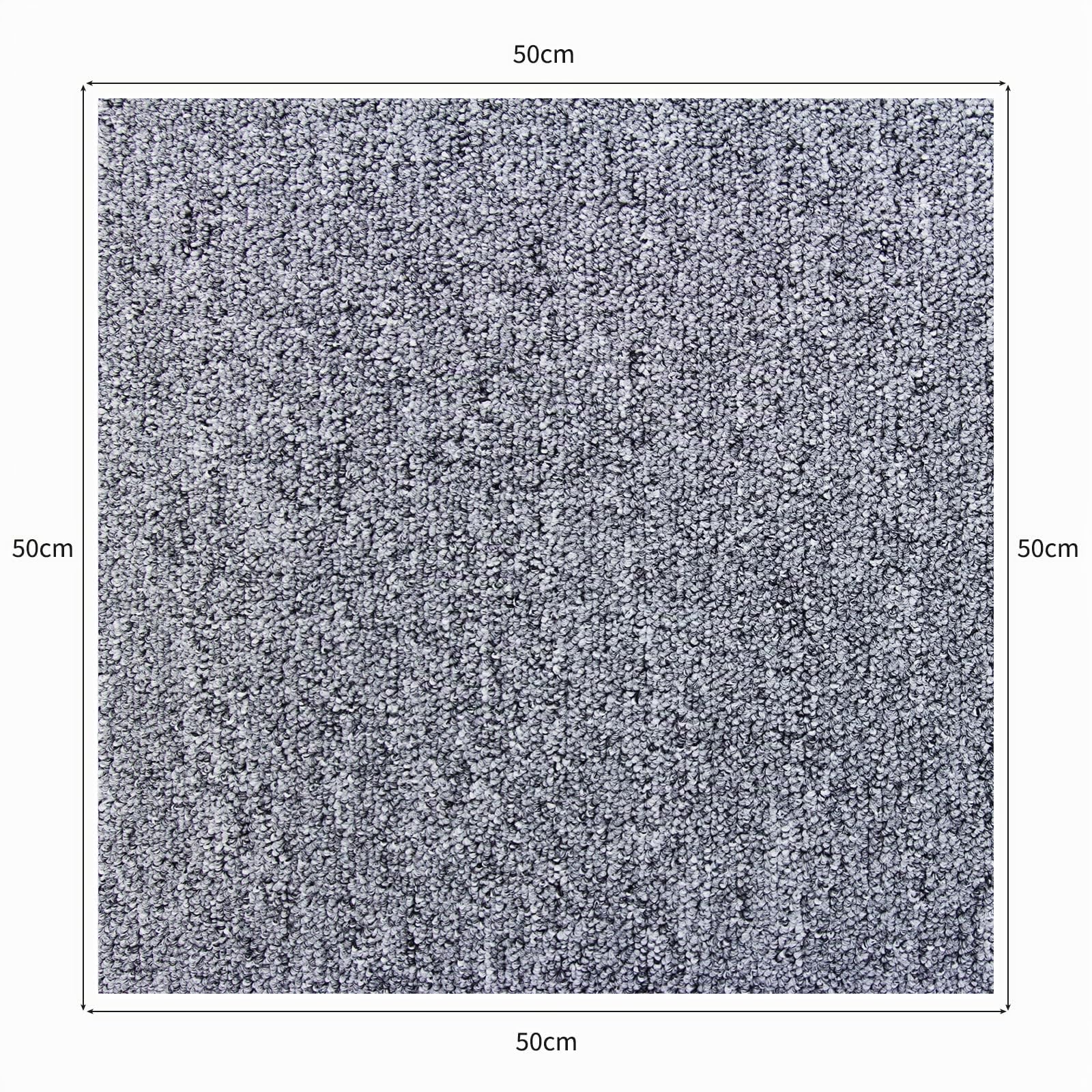 Dalle de Moquette Ultra-Résistant Couleur Gris Platine pour Usage Professionnel, Paquet de 20 Dalles de 50cm x 50cm (Superficie de 5m²)