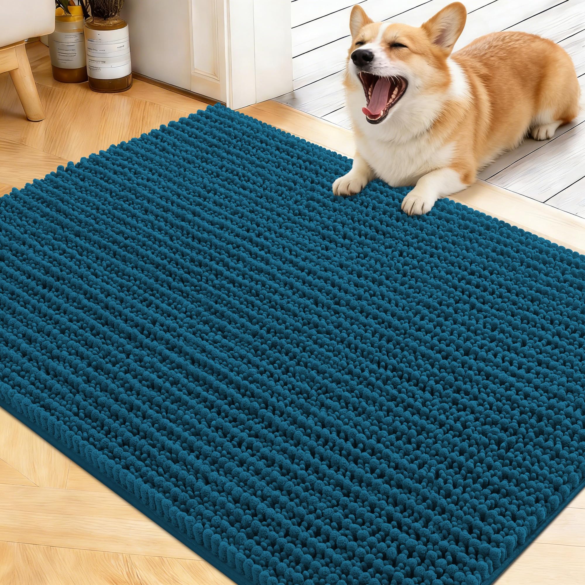 OLANLY Dog Door Mat for Muddy Paws 40x32, Ultra-Absorbent Chenille Mud Mat