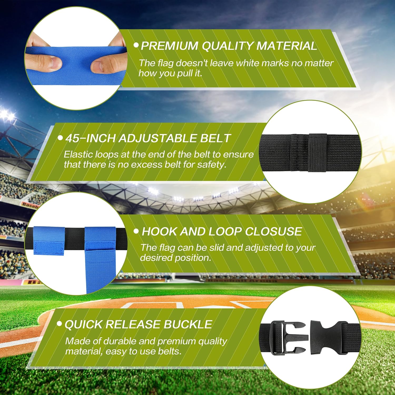 Flag Football Belts, 14 Player Adjustable Flag Football Sets for Sports Training Competition - Image 3