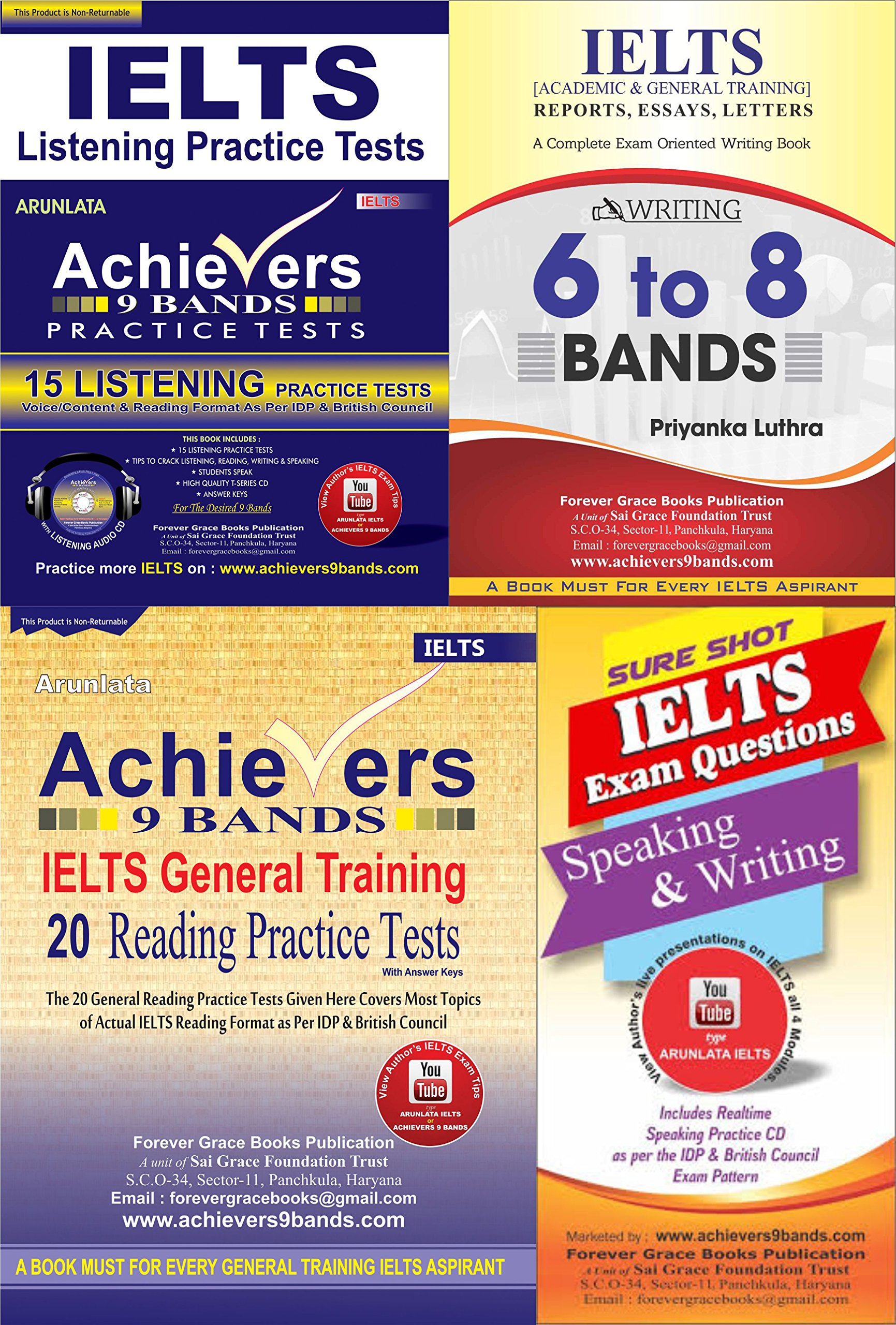 Achievers 9 Bands General Training Exam combo Pack of 20 Reading, 15 Listening, Writing[Letters & Essays] and Speaking with Answer Keys, Latest Print Edition January - 2023Question Papers and CD for Practice