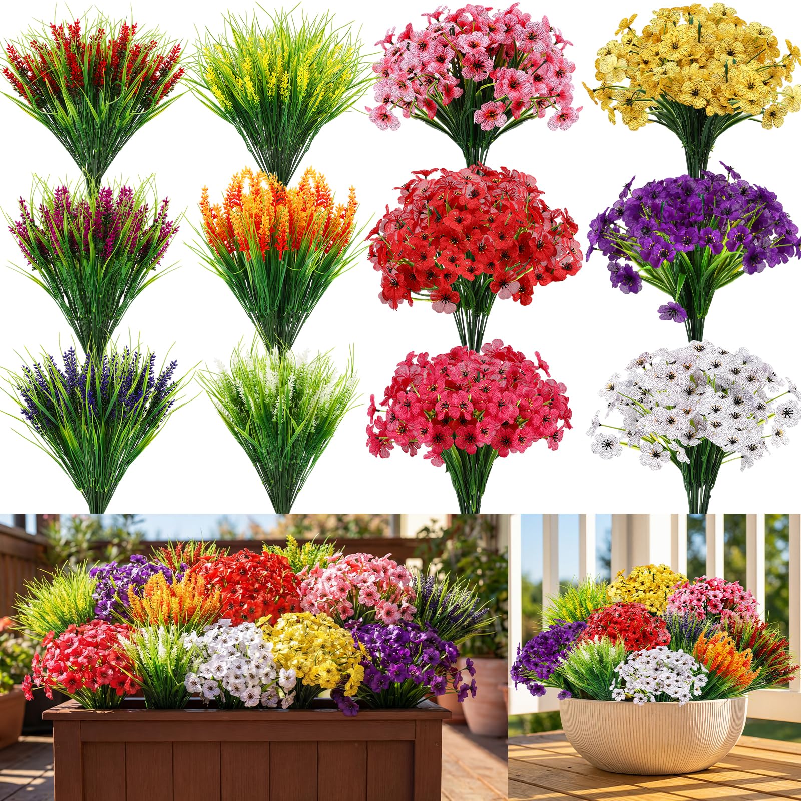 Amazon.com: Zeyune 48 Bundles Artificial Flowers for Outdoor Fake