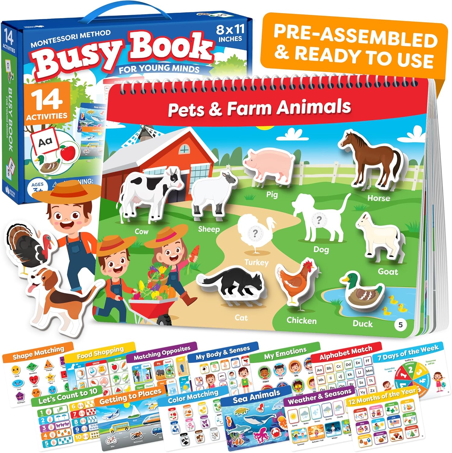 Montessori Busy Book For Toddlers & Alphabet Puzzle Games for Kindergarten - 2pc Set - Pre K Preschool Learning Activities Educational Toys For 3 Year Old - ABC Puzzle Alphabet Matching Game Toddlers