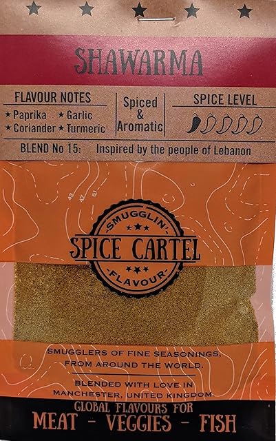 Spice Cartel's Lebanese Shawarma. Artisanal Herb & Spice Blend Inspired by Lebanon. Bring Your Chicken to Life with This Delicious Marinade. 35g Resealable Pouch. Hand Made with Love in The UK.
