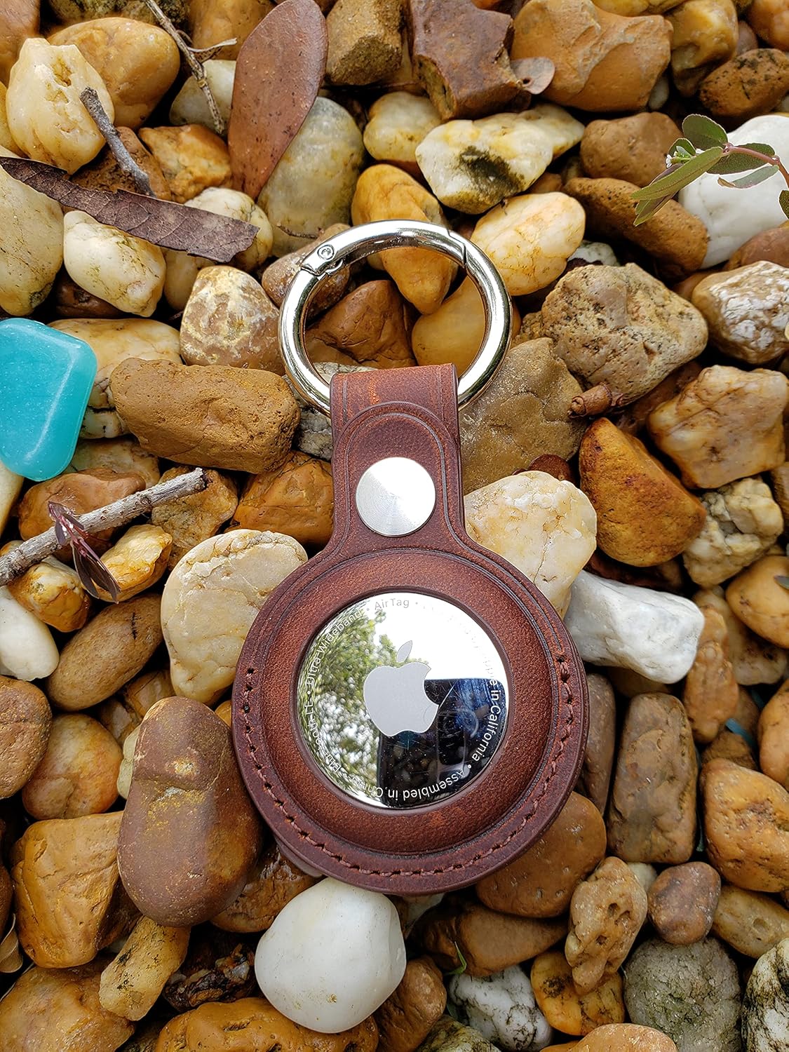 tne crazy horse genuine leather case for apple airtags case airtag holder with key ring keychain protective cover air tag case cover for backpack suit