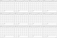 Vista 1 de Lámina de calendario anual SwiftGlimpse tamaño grande, para utilizar con marcadores borrables, para colgar en la pared, 12 meses, reutilizable