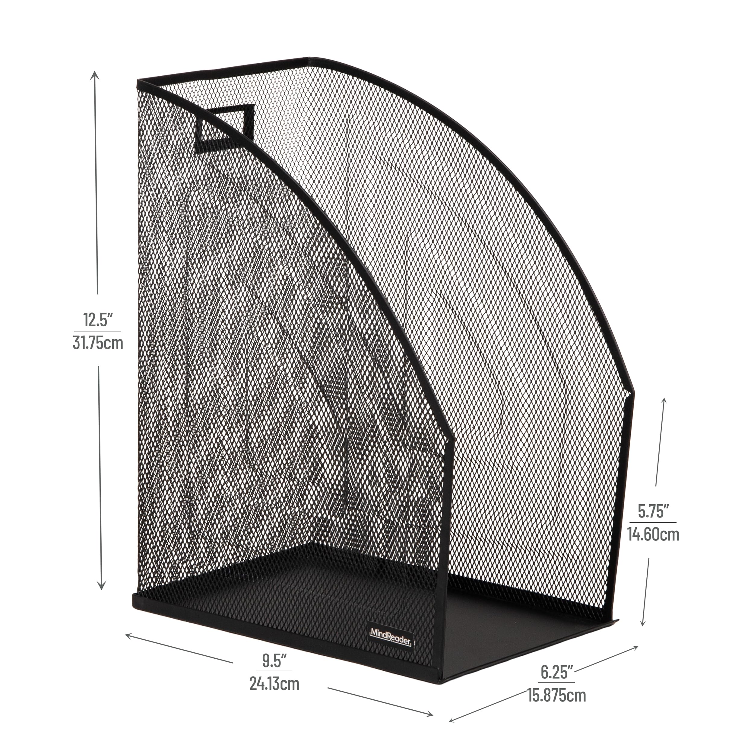 Mind Reader Organizer verticale per documenti, set di 2, organizer da scrivania, spazio di lavoro, ufficio, rete metallica, 15,9 cm di lunghezza x 25,4 cm di larghezza x 31,8 cm di altezza, nero