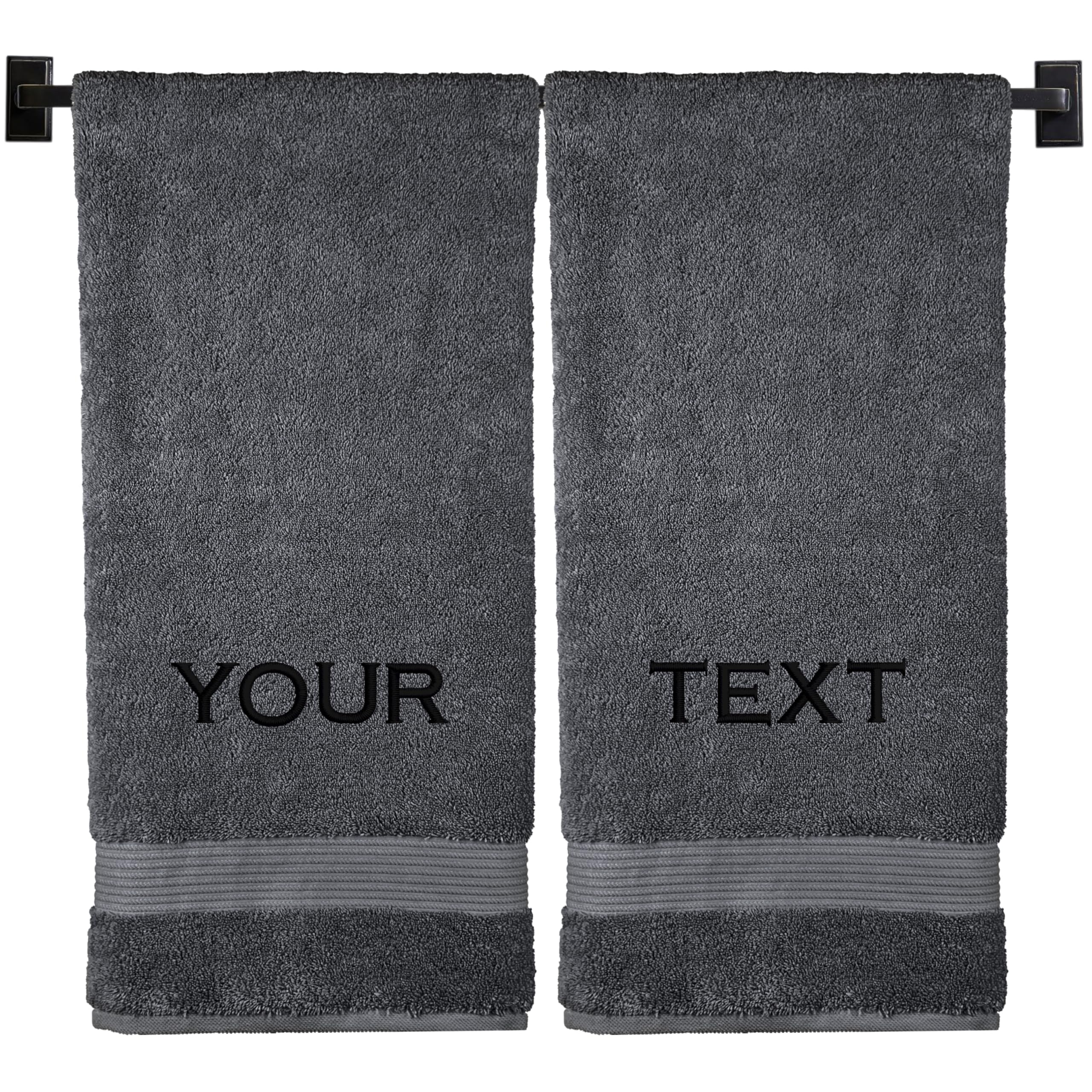 Custom Luxury Towels Personalized Bath Towels | Set of 2 | Choose from 12 Fonts | Genuine Turkish Cotton | Oeko-Tex Certified | Personalized Towels |