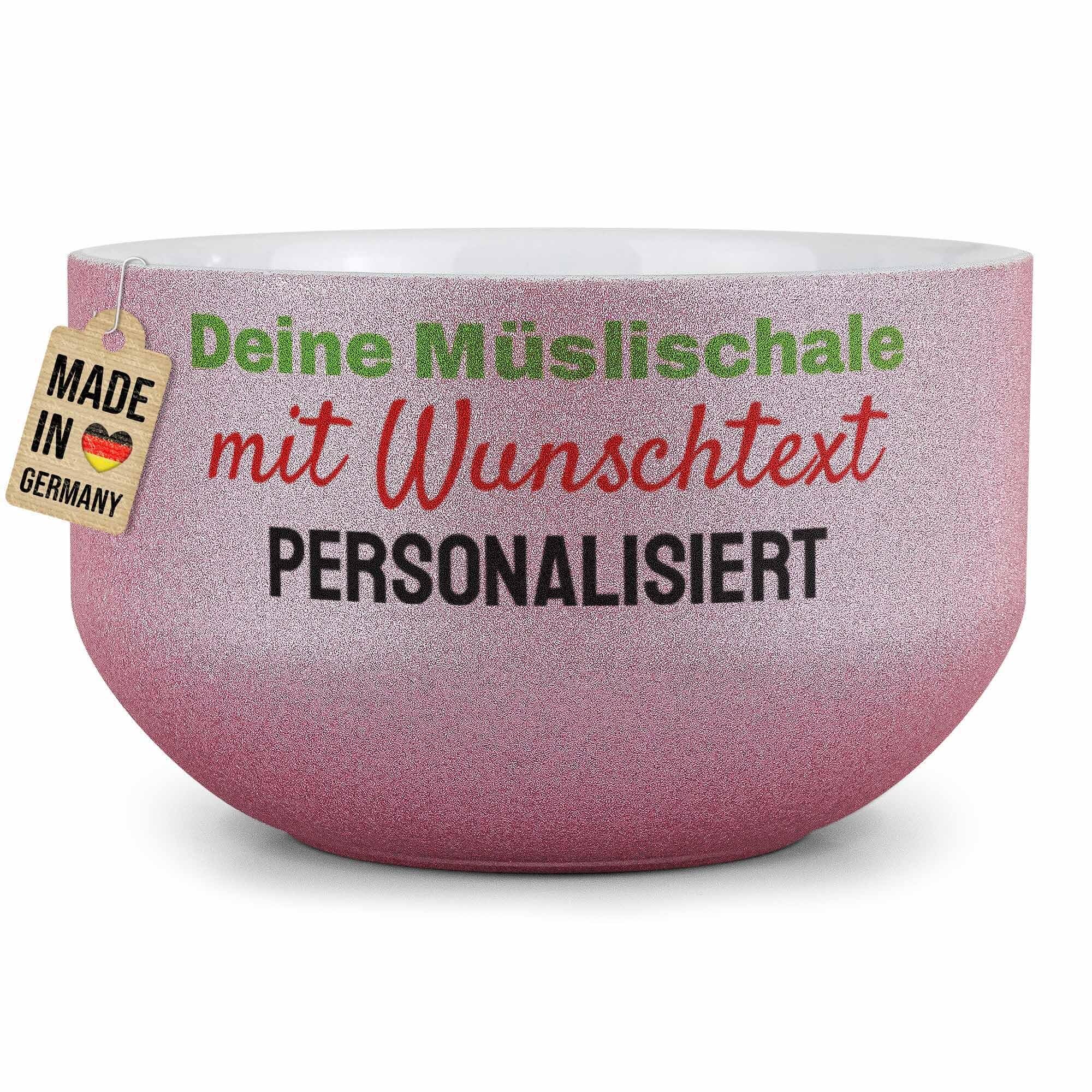 Print Royal PR Glitzer Müslischale mit Name oder Text selbst gestalten - Personalisierte Schüssel bedrucken - Individuelle Fotogeschenke zum Geburtstag, Weihnachten