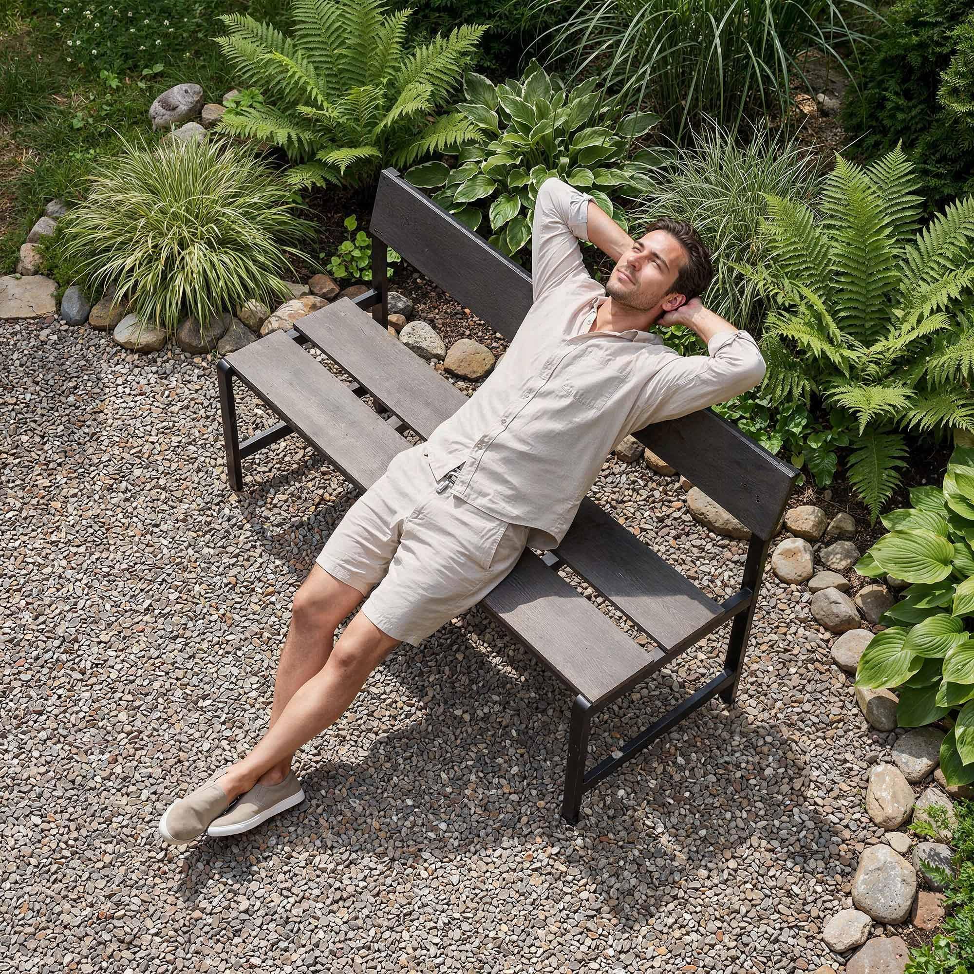 di volio Gartenbank Itri 130 cm aus Kunstholz und Stahl wetterfest Outdoor | Bis 240 kg belastbar, verzinkter Stahlrahmen, Holzoptik, UV-beständig, korrosionsbeständig, pflegeleicht, Balkon, Terrasse