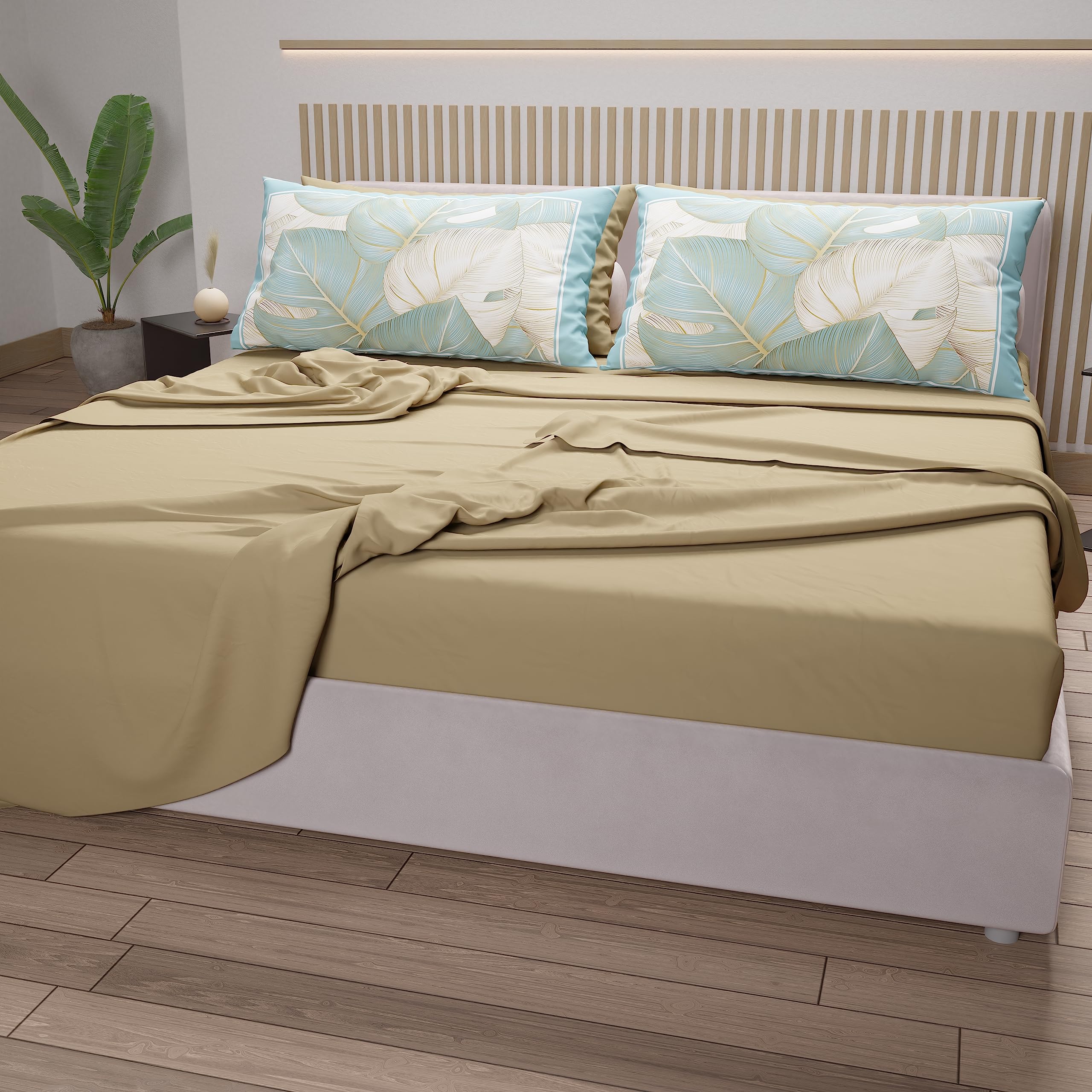 PETTI Artigiani Italiani - Cotton Sheets with Pillowcases in Digital Print, Single Bed Sheet, Single Bed Set, Taupe, 100% Made in Italy - Image 3