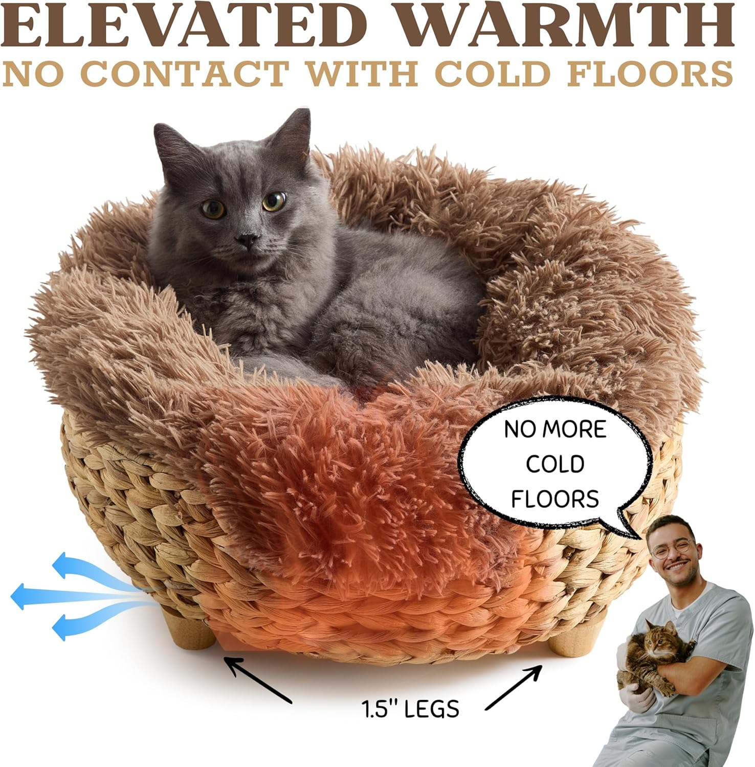 Cat Luxury Large Cat Bed for Indoor Cats, Plush Furniture for Comfort and Relaxation, Soft Covered Nest for Large Cats, Washable Warm Design with Modern Zen Style