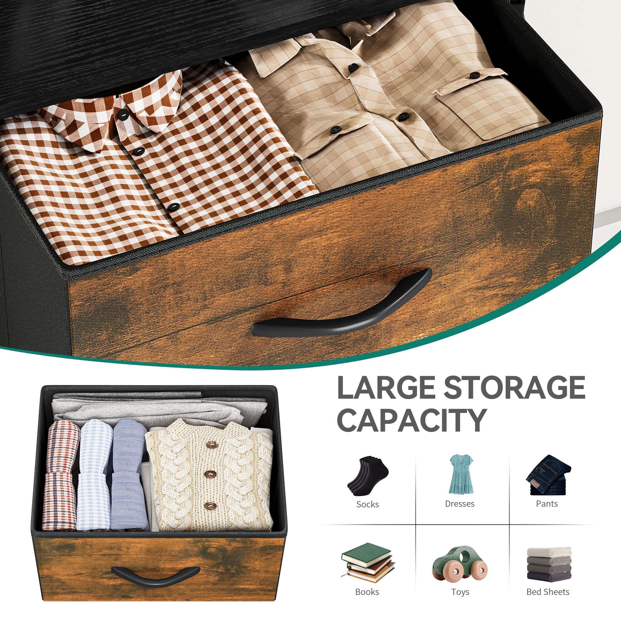 Cassettiera In Tessuto YITAHOME Con 8 Cassetti - Organizer Con Tasca Laterale E Ganci, Beige - Foto 8