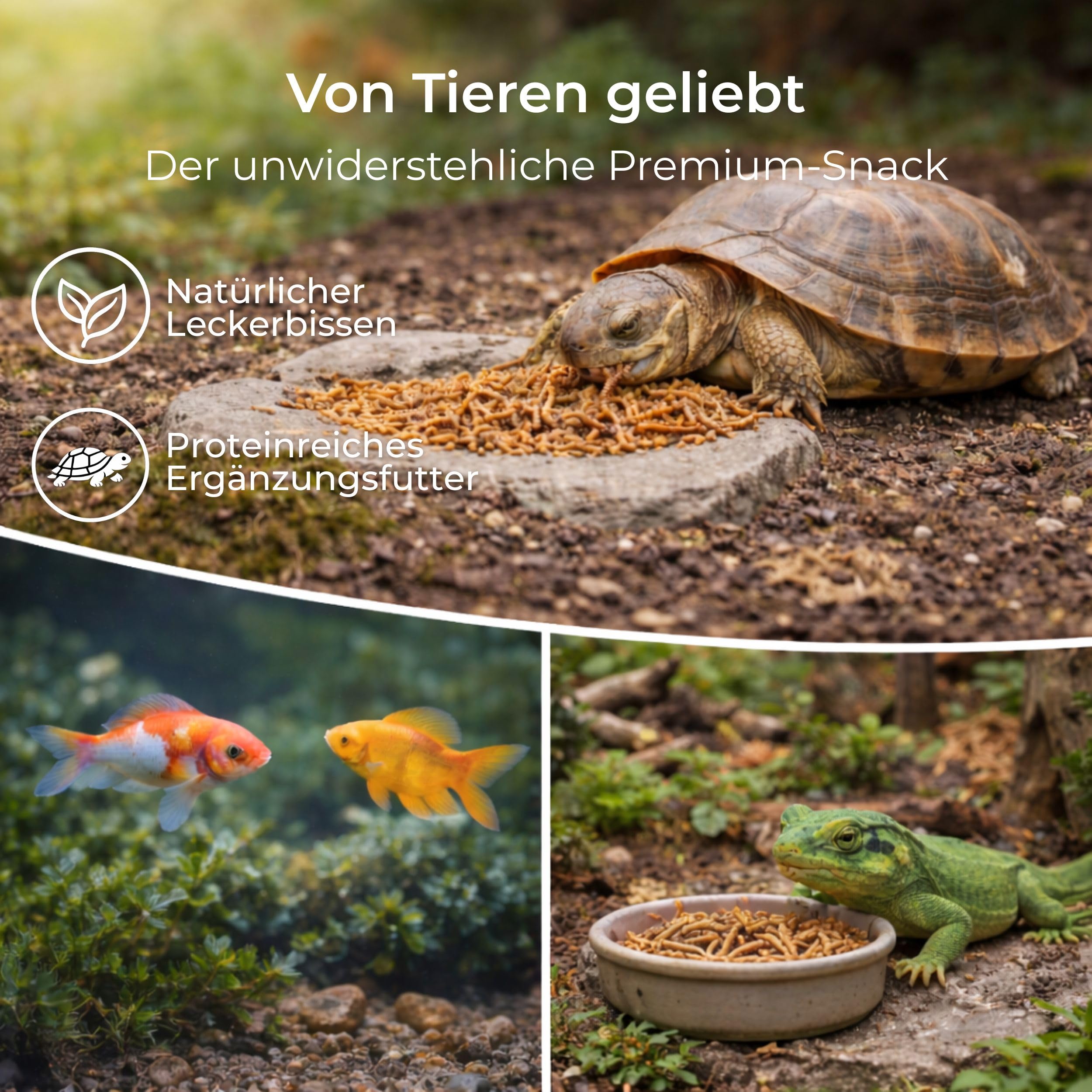 Mehlwürmer getrocknet für Reptilien 20kg - Premium-Qualität, Nahrhaftes Futter, Perfekt für eine Vielzahl von Amphibien, Schildkrötenfutter, Fischfutter Teich & Aquarium, wiederverschließbarer Beutel