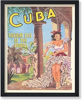 Poster Master Vintage Travel Poster - Cuba Print - Holiday Isle of the Tropics Art - Cuban Dancer Art - Chic Gift for Him, Her, Travel Lover - Decor for Bedroom, Living Room - 8x10 UNFRAMED Wall Art