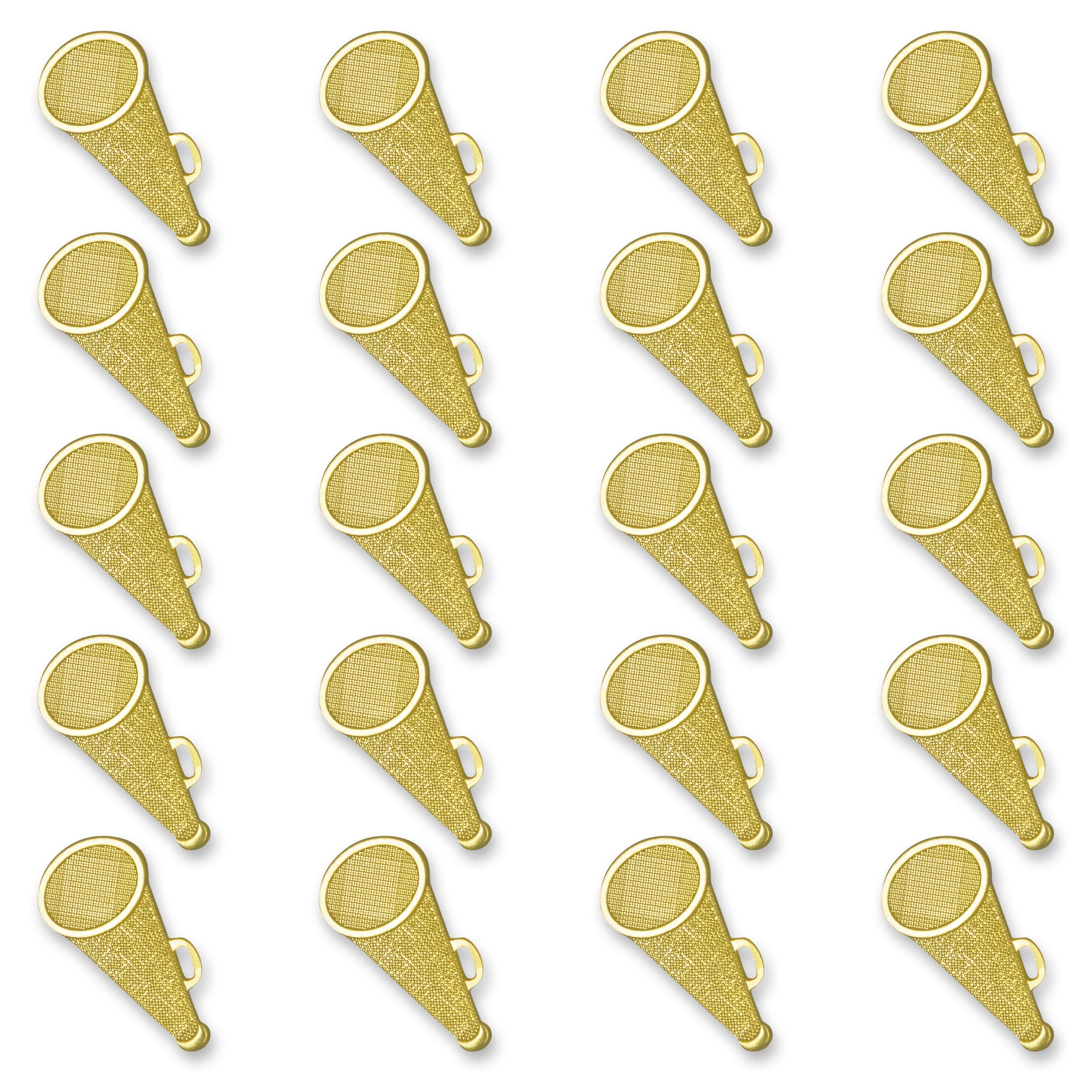 SHOP AWARDS AND GIFTS 7/16 Inch Gold Megaphone Chenille Lapel Pin, Achievement Recognition Gifts, Bulk Pack of 20