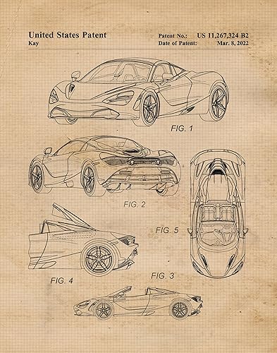 Miniatura 2 de Estampados clásicos de patentes de McLaren Auto, 4 fotos sin marco, decoración artística de pared para el hogar, oficina, equipo, garaje, tienda,
