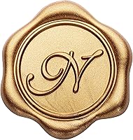 Vista 23 de Yoption Calcomanías de sello de cera con inicial M, paquete de 100 calcomanías autoadhesivas doradas para sellos de letras sobre para bodas