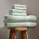 100% Organic Cotton Bath Towel Set | Bathroom Luxury Towel Set of 6 | GOTS Certified | Hotel Premium Towels | 700 GSM | 2 Bath Towels 30 x 56 | 2 Hand Towels 16 x 30 | 2 Wash Cloths 13 x 13 | Ivory