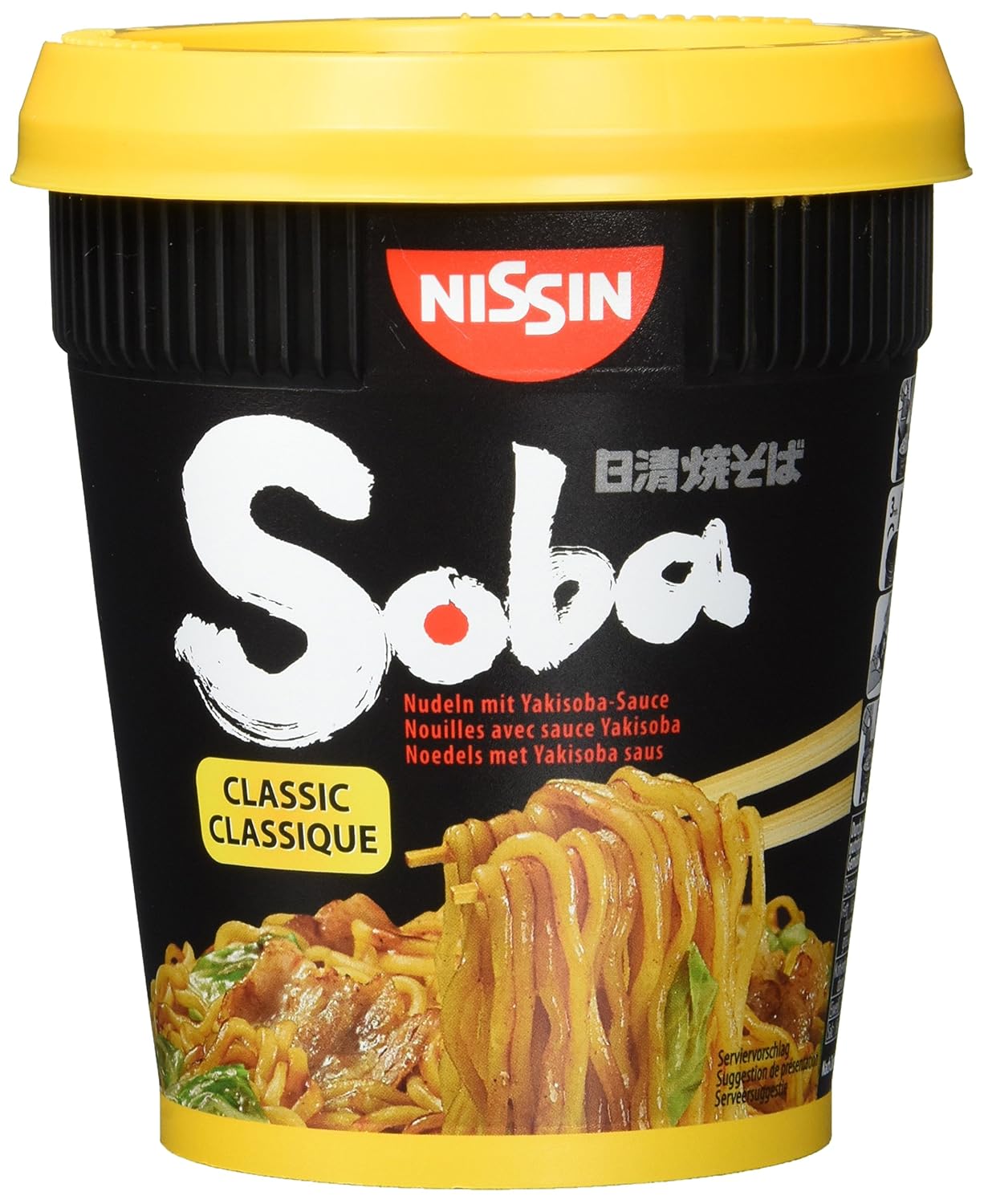 Nissin Cup Noodles Soba Cup Classic, 4er Pack, Wok Style Instant