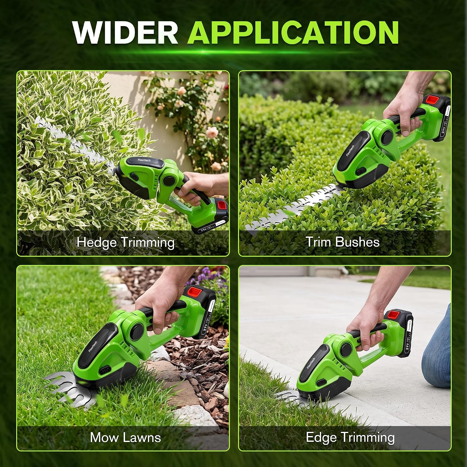 Cordless Hedge Trimmer, Battery Powered Hedge Trimmer with 2*21V Batteries photo 8