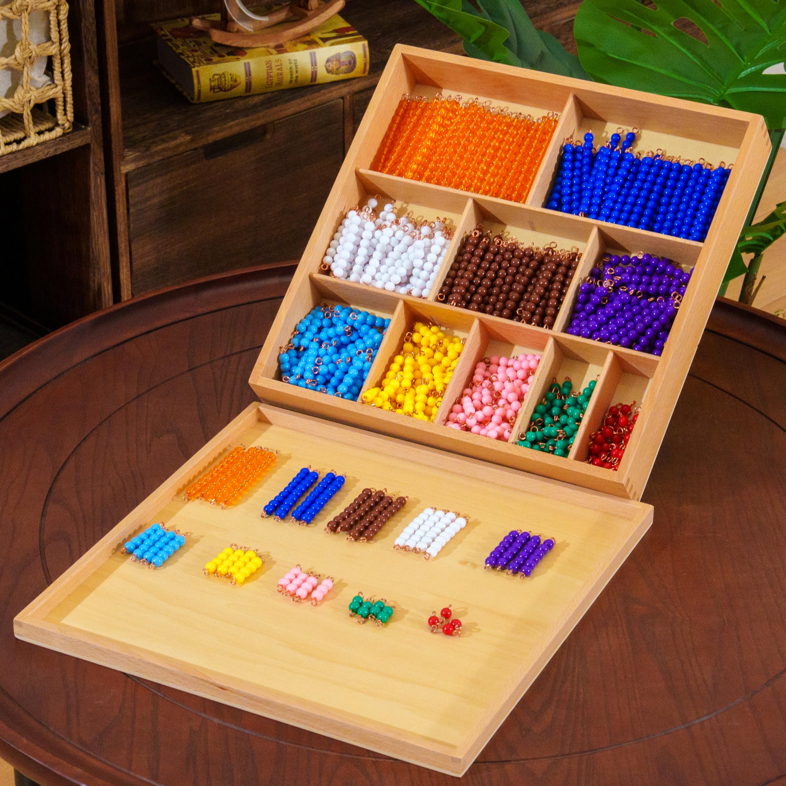 Montessori materiali matematici, giocattolo educativo in legno per numeri e calcoli, scuola materna e elementare, scuola domestica e aule a partire dai 3 anni (perline Montessori decorative)