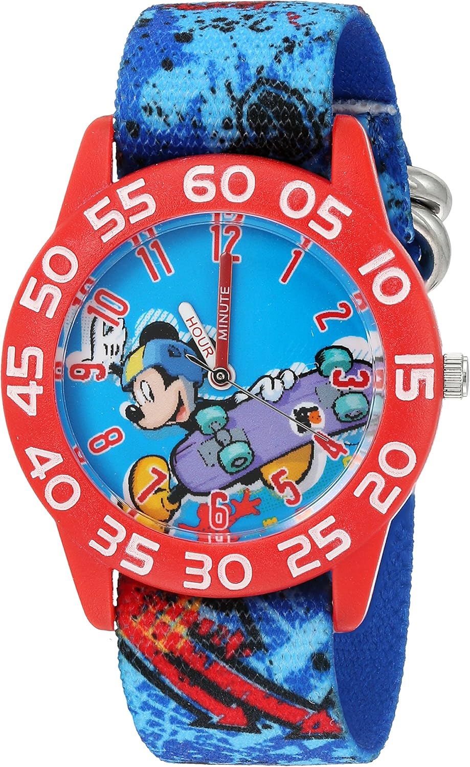 Disney Mickey Mouse Kids' Plastic Time Teacher Analog Quartz Nylon Strap Watch
