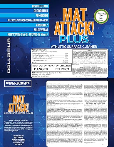 Miniatura 9 de Dollamur Limpiador de esterillas PLUS para gimnasio y yoga, limpiador higiénico para suelos de goma, tapetes de lucha libre y suelos de fitness,