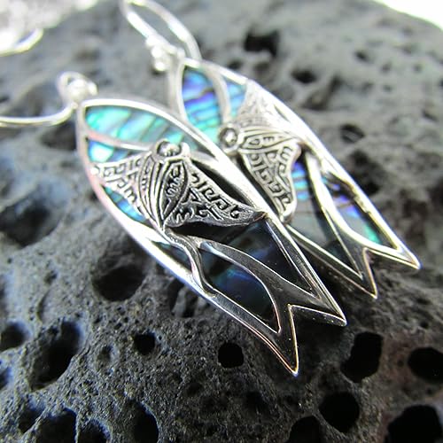 Miniatura 6 de Surfboard Manta Ray Earrings. Abalone Paua Shell. Sterling Silver.