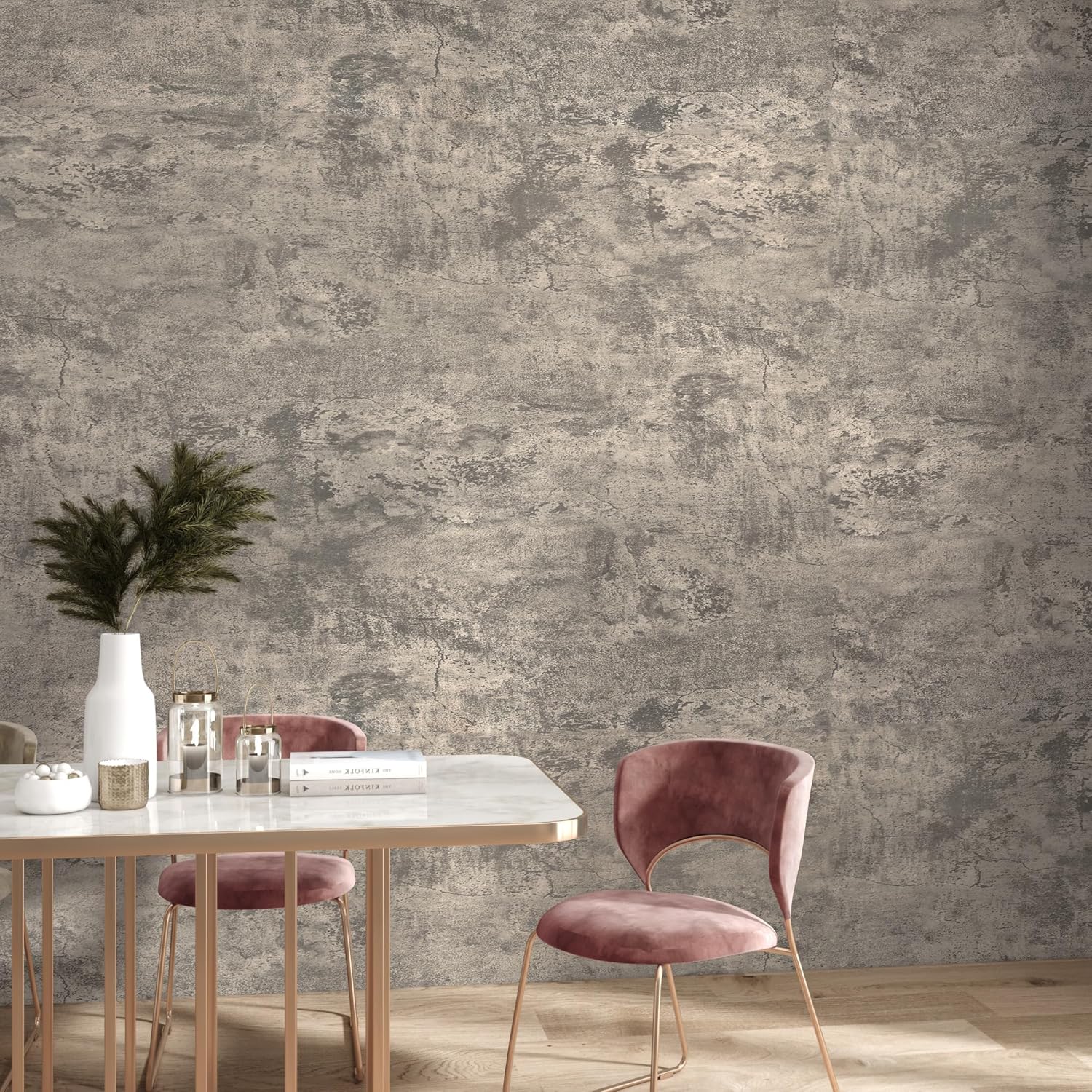 TOTIO Grey Contact Paper Beige Gray Cement Industrial Wall Paper Concrete Peel Stick 16"x354" Thicken Matte 3D Textured Self Adhesive Waterproof Wallpaper for Office Store Restaurant DIY Wall Sticker