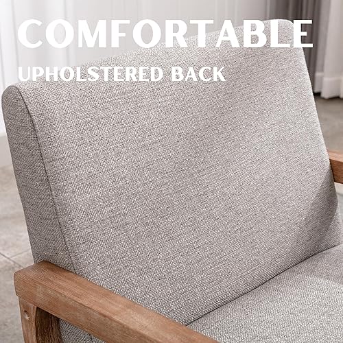 Miniatura 30 de Silla decorativa moderna de mediados de siglo, sillón tapizado de lino, cómodas sillas de sala de estar, silla de lectura de una sola tela con marco